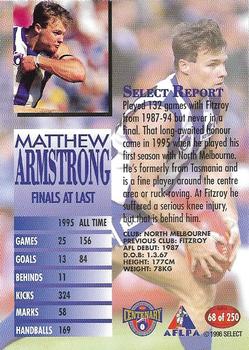 1996 Select AFL #68 Matthew Armstrong Back